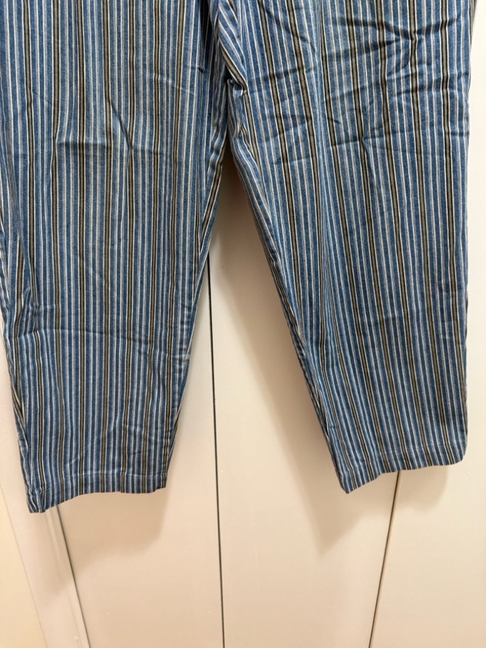 Vintage Orvis 100% Cotton denim stripped elastic waist drawstring pants size 14 - Picture 4 of 8